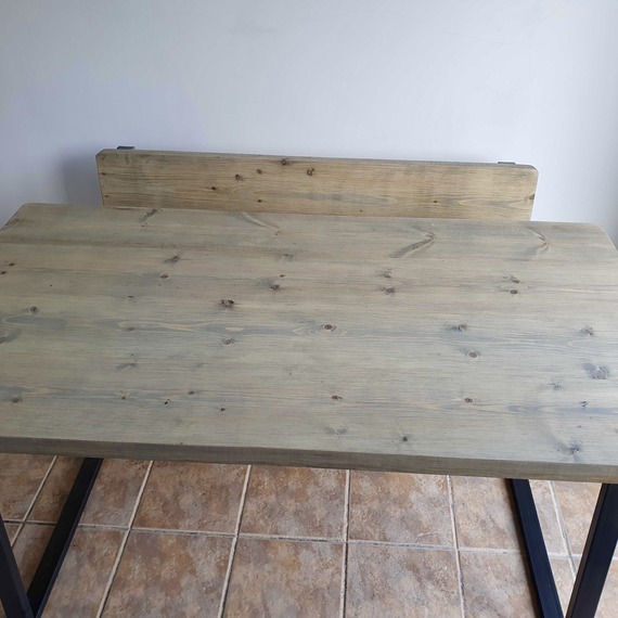 Rustic Handmade Dining Table plus Bench with Back - Grey Wash
