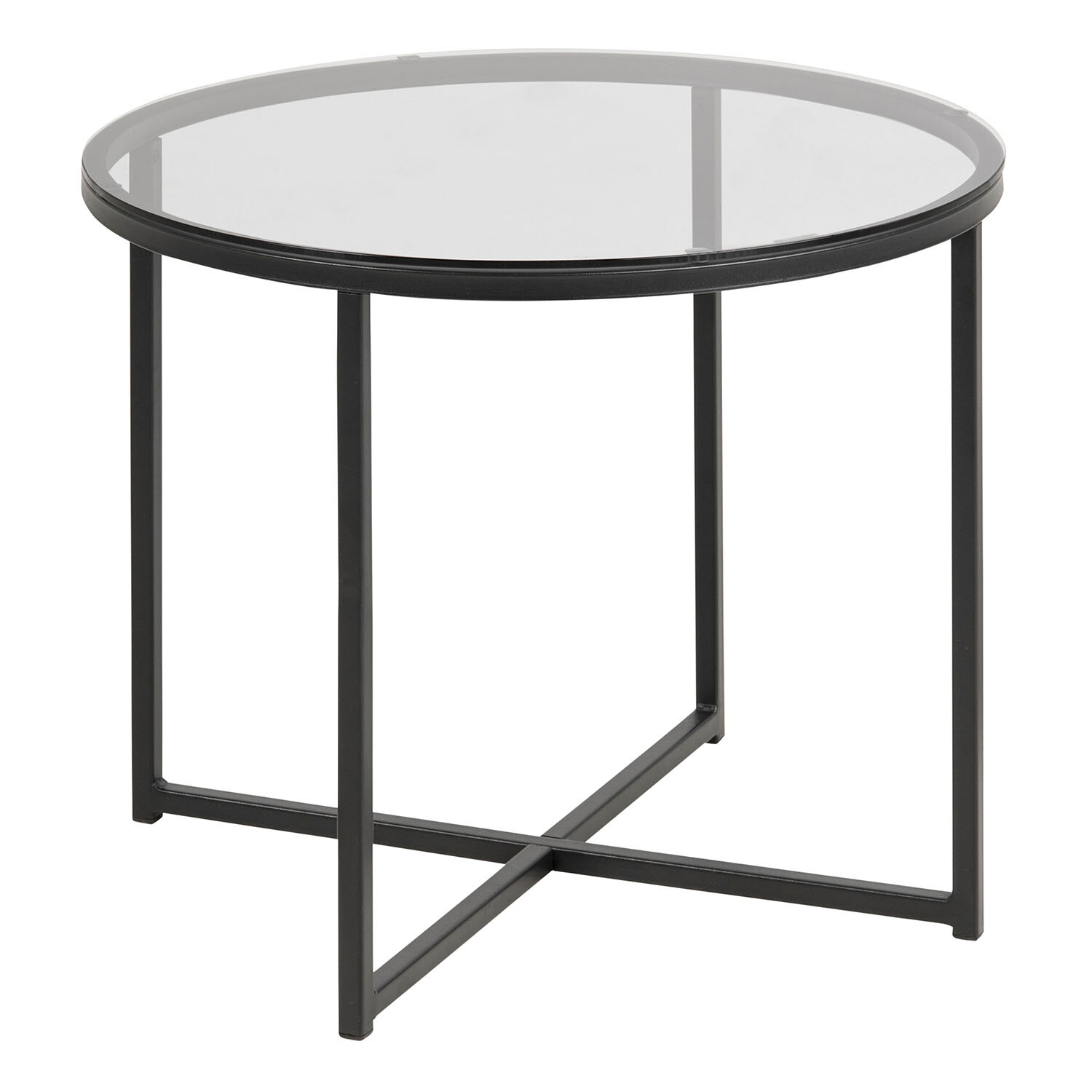 Cross Round Metal Side Table - Black