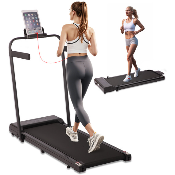 2 in 1 Foldable Home Fitness Walking Running Treadmill With Handrail