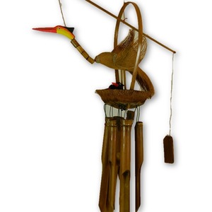Bamboo Windchime Crane With Babies