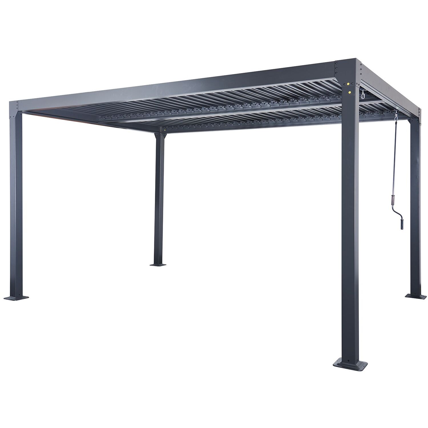 Aluminium 4m Rectangular Louvered Pergola - Charcoal