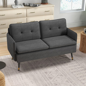Dark Grey / 68cm HOMCOM Sofas for Living Room Button Tufted Love Seat shot 7480900