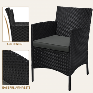 Grey 3-Piece Rattan Table and Chair Furniture Set shot 7748578