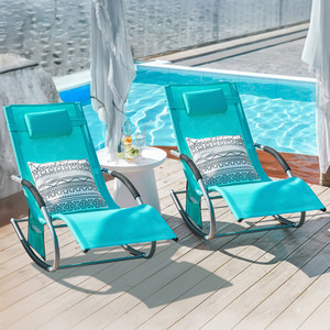 SoBuy Set of 2 Outdoor Garden Rocking Relaxing Chair Sun Lounger Recliner