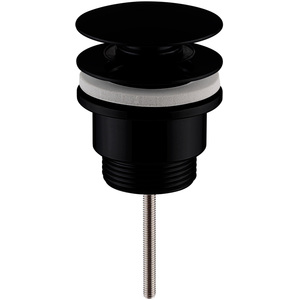 Universal Push Button Basin Waste Slotted Unslotted Matt Black