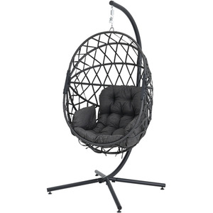 Woven Hanging Outdoor Egg Seat with Cushion