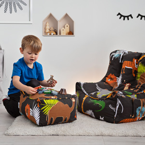 Kids Bean Bag Chair Printed Beanbag with Footstool