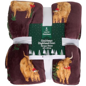 Christmas Highland Cows Throw