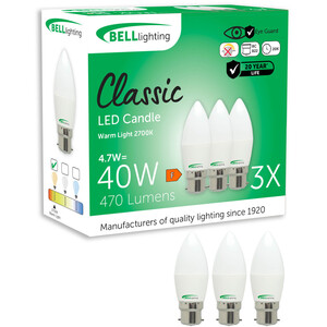 B22 Bayonet LED Candle Bulbs 4.7W Warm White Natural White Energy Saving