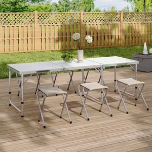 Folding Camping Table Set with 6 Stools