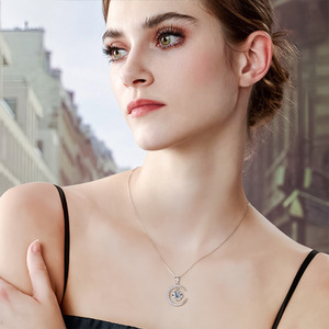 Women's Crescent Moissanite Element Pendant