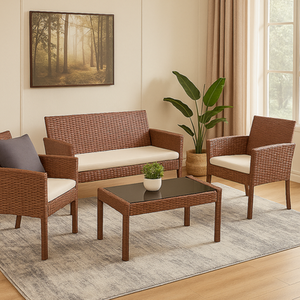 Homerepublic 4 Piece Rattan Furniture Set
