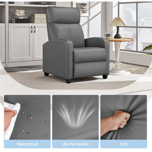 Grey / Composite Board, Foam, Iron, PU Leather Yaheetech Upholstered Armchair Recliner Chair shot 10324592
