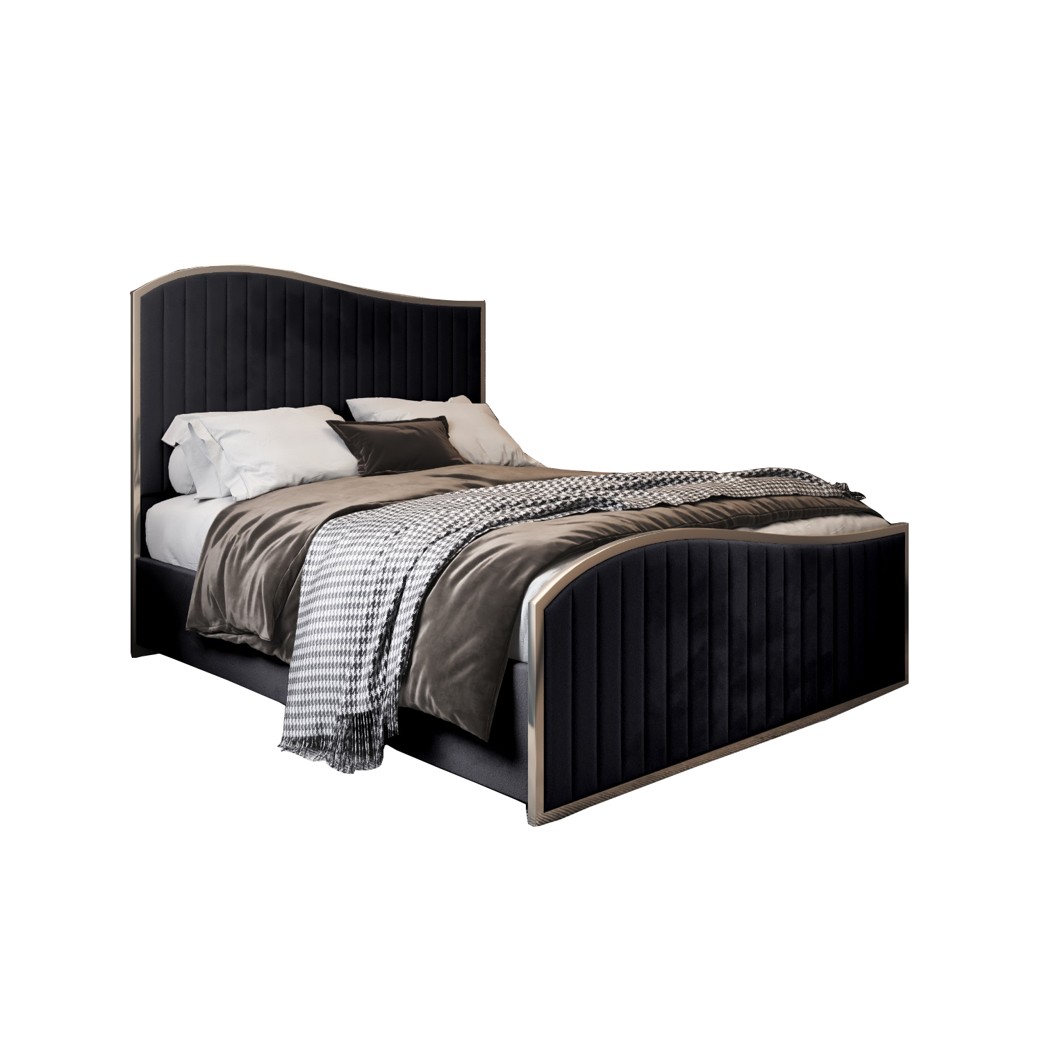 Darlington Soft Velvet Upholstered Metal Bed Frame - Black Small Double