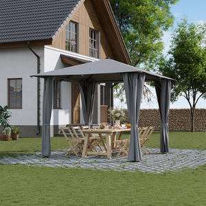 3*3m Solar LED Garden Gazebo with Curtains