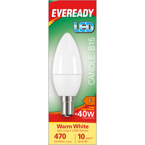 Eveready LED Candle Bulb B15 SBC 470lm 3000K