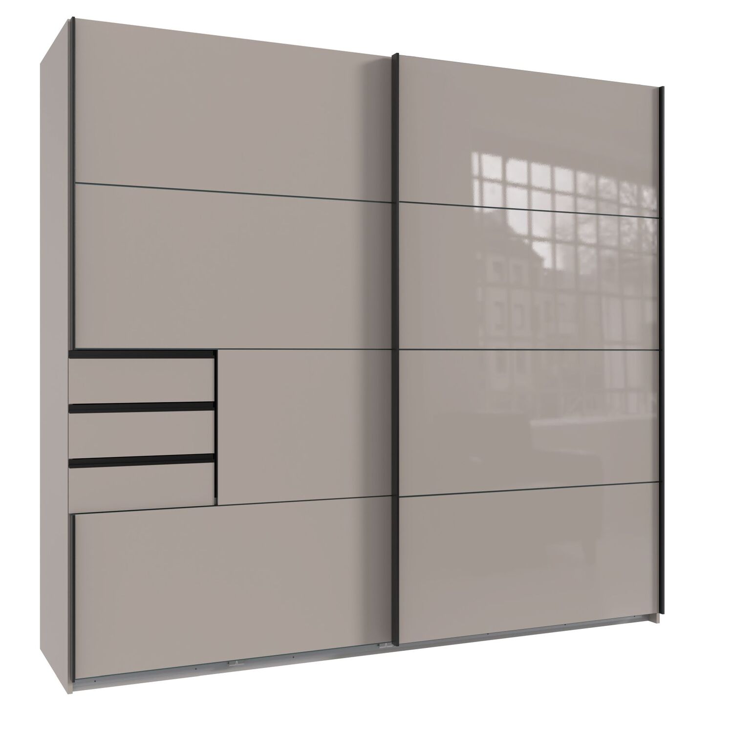 Saigon Solo Sliding Wardrobe - Grey 225cm Grey