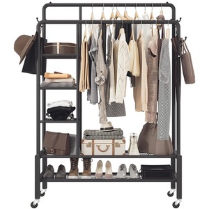 Double Pole Heavy Duty Cloth Rail with Wheels