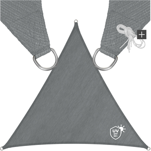 Shade Sail, Triangular With UV Protection 50, Water-Repellent, Grey