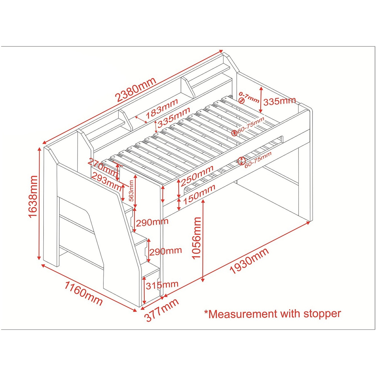 Stepaside High Sleeper Workstation White - White
