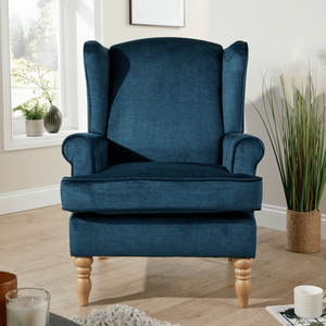 Dark Blue Helena Traditional Accent Armchair High Back Occasional Wing Back Design shot 11253655