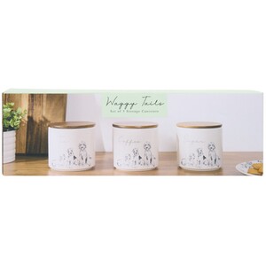 Set of 3 Waggy Tails Canisters with Acacia Lids