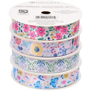 Pack of 4 Summer Floral Ribbons