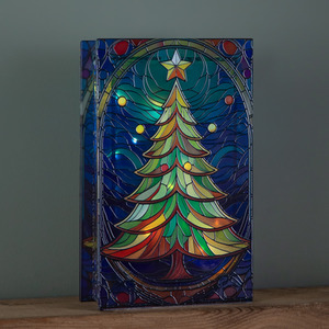 Battery Operated Double Sided Stained Glass Christmas Tree with LEDs