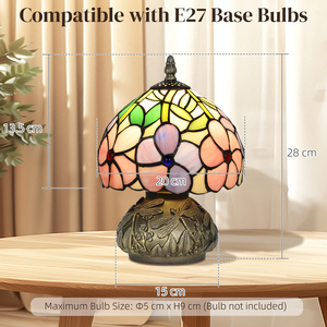 HOMCOM Tiffany Style Table Lamp with Stained Glass