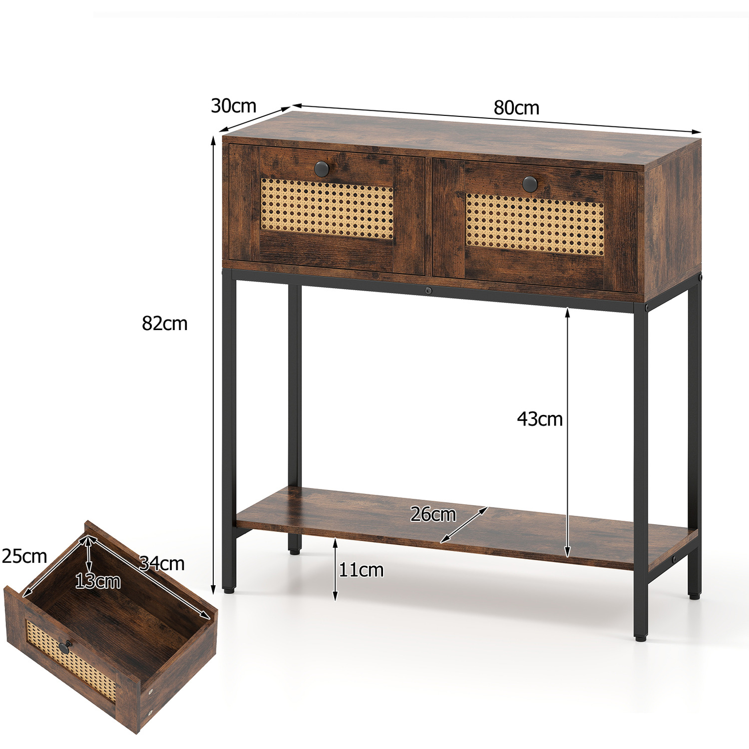 Boho Console Table - Brown