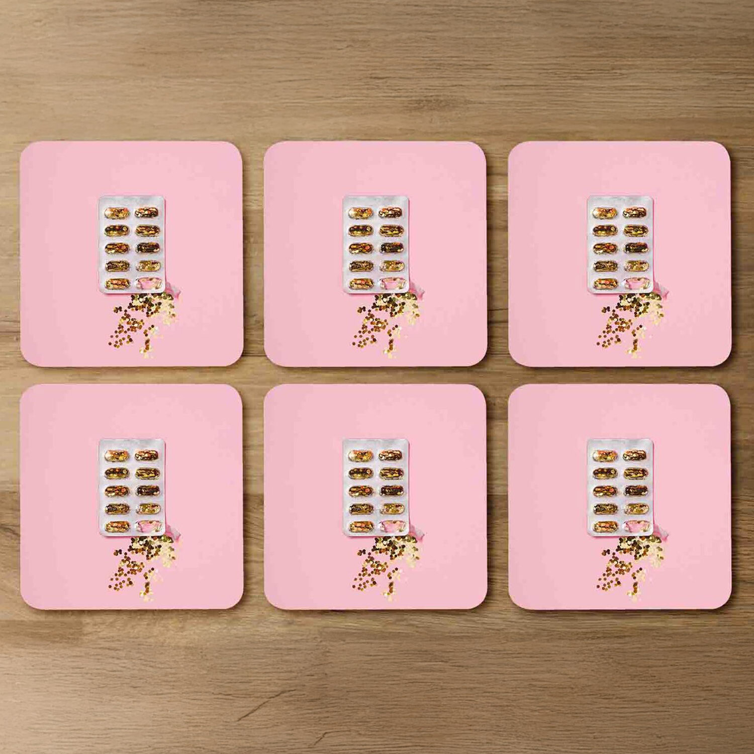 Image of Glitter Pills Coaster Set - Pink