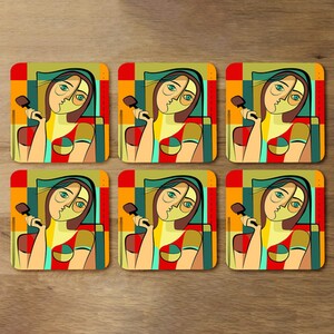 woman with chocolate in hand Designer Coaster Set