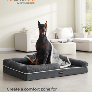 Orthopedic Dog Bed, Dog Sofa with Sides, Dark Grey