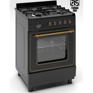 60cm Freestanding Gas Cooker With Wok Burner Black