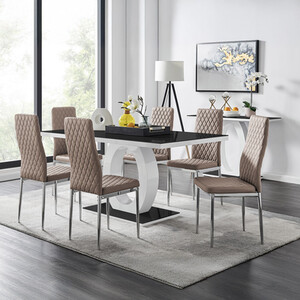 Giovani High Gloss And Glass Dining Table And 6 Milan Chairs Set