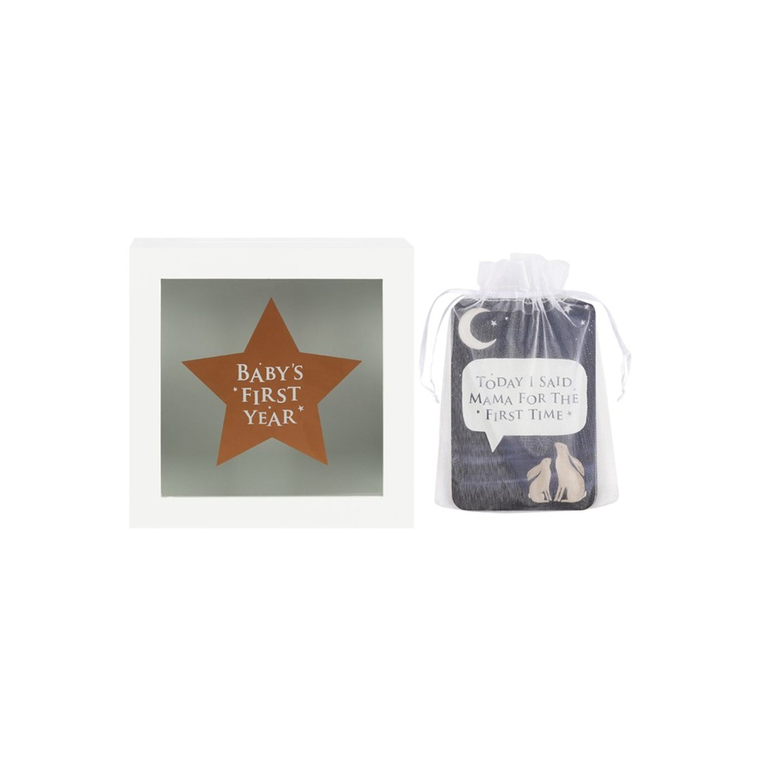 Baby First Year Milestone Cards Keepsake Box Baby Shower Gift Set - Green