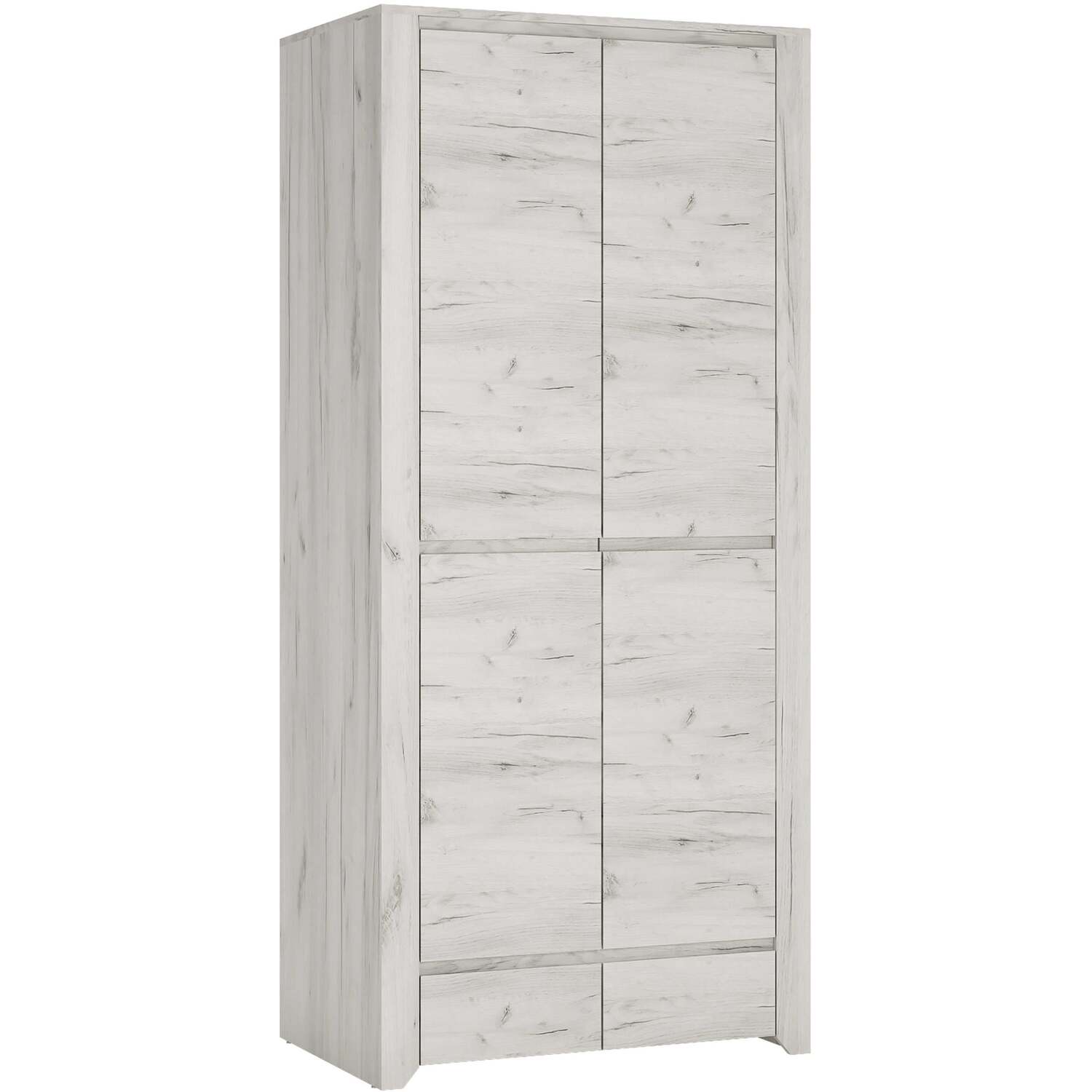 Wyld Haus Norwich Soft Grey Aged-Effect Fitted Wardrobe, 2 Door 2 Drawer - Grey