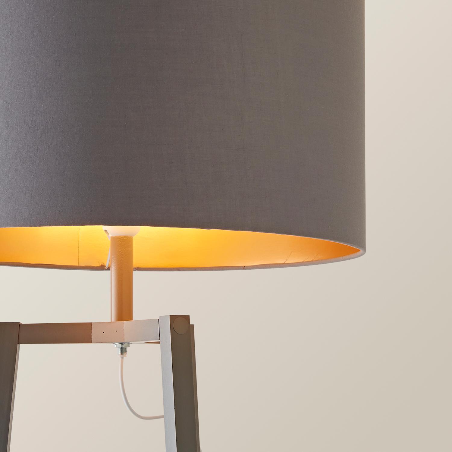 Valuelights Hiru Grey 3 Tier Shelf Floor Lamp With Grey And Copper Shade - Grey / Yes - Grey And Copper