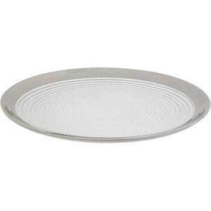 Ida Embossed Glass Coupe Dinner Plate with Silver Rim