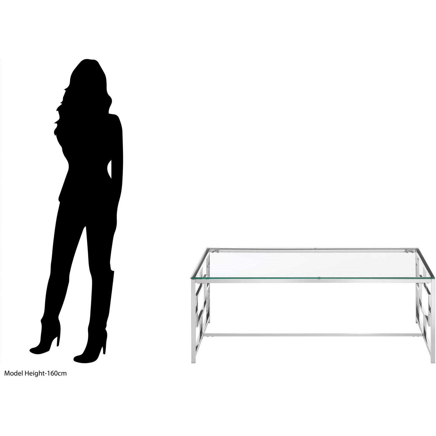 Allure Clear Glass Silver Base Coffee Table - Silver