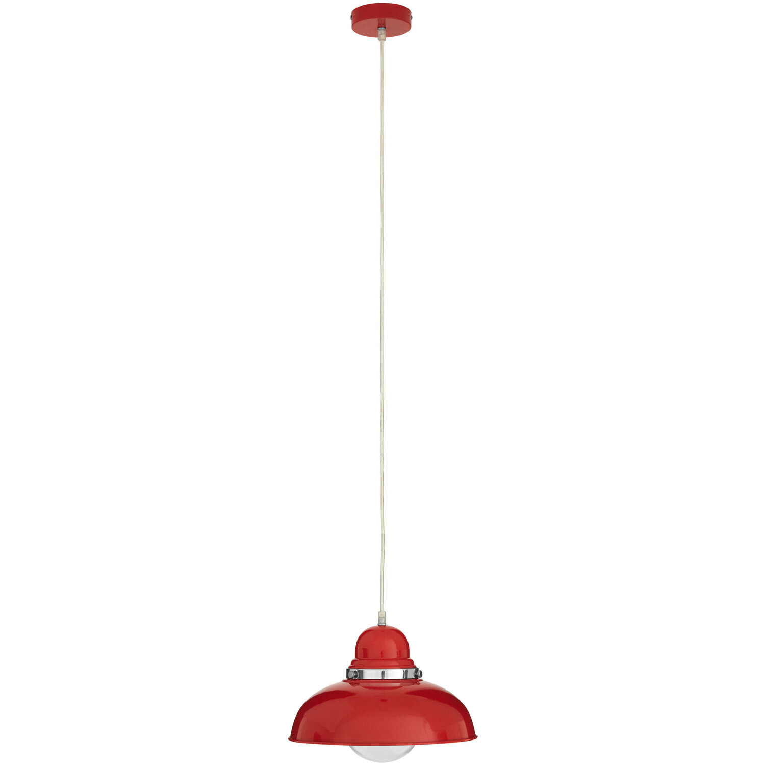 Jasper Red Finish Pendant Light with Chrome Detail - Red