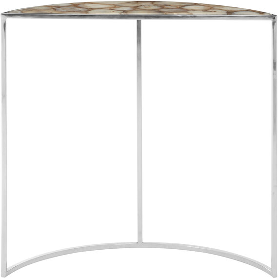 Vita Half Moon Console Table with White Agate Top