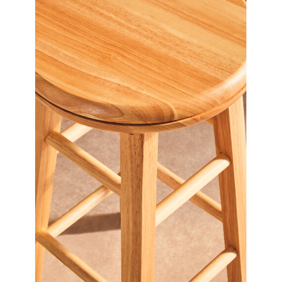 Chester Natural Hevea Wood Revolving Bar Stool