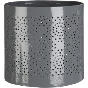 Punched Grey Finish Small Candle Holder