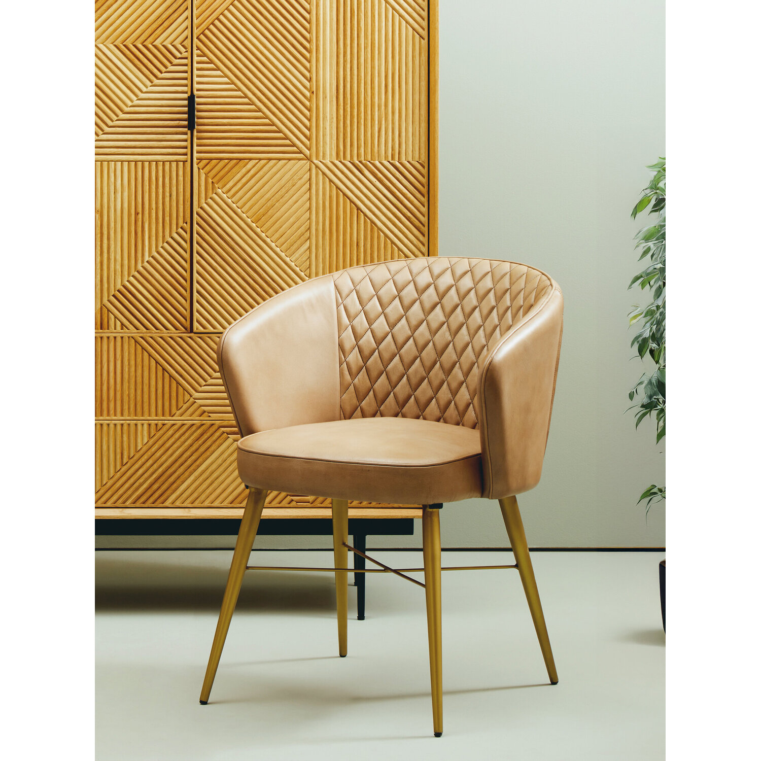 Buffalo Grey Leather Chair With Gold Finish Legs - Grey