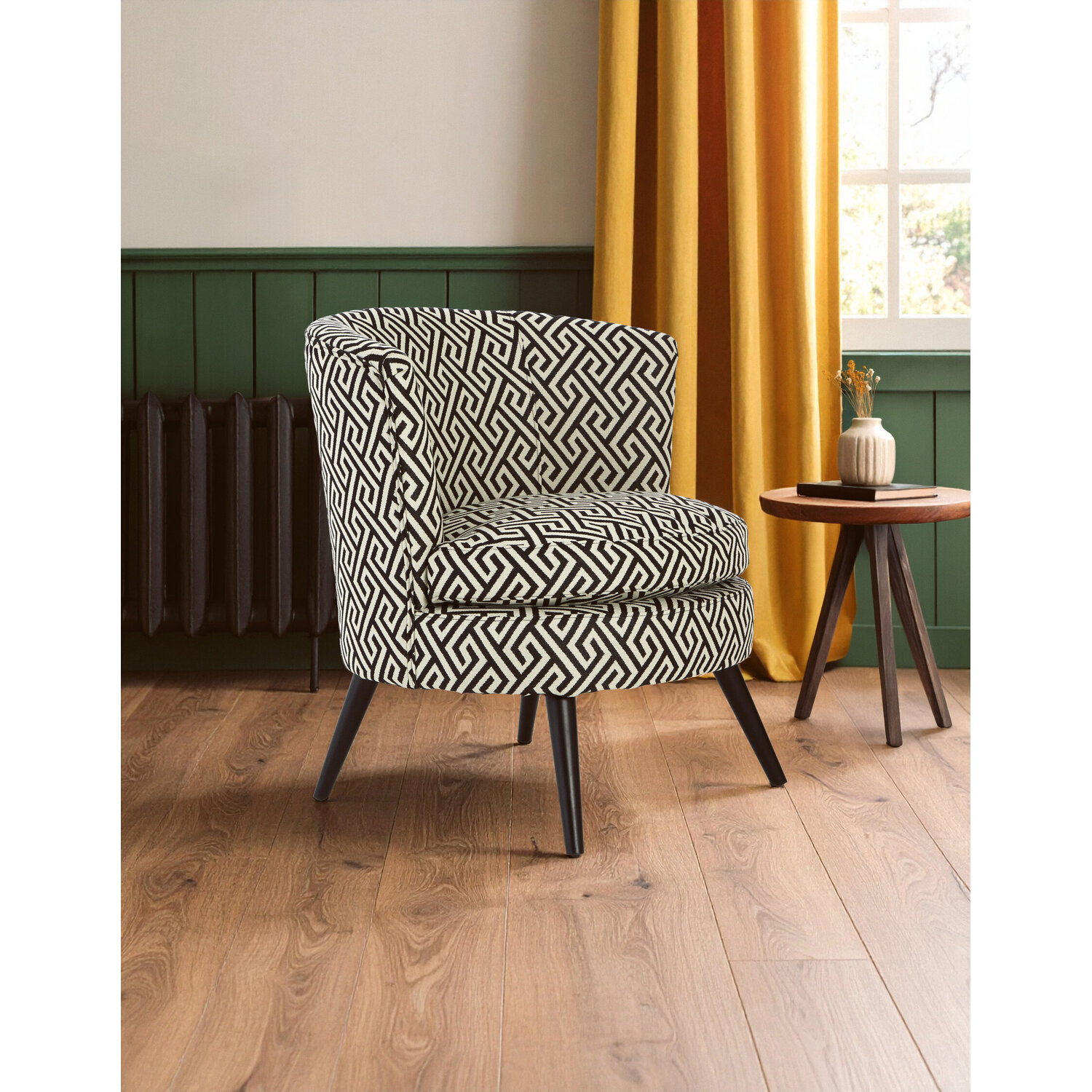 Fifty Five South Regent Park Greek Key Design Round Accent Chair - Multicolour
