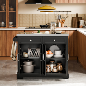 Rolling Kitchen Island with Extendable Worktop
