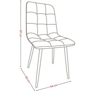 Set of 4 Upholstered Velvet Dining Chairs with Black Metal Legs - Green