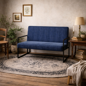 London Oxford Velvet 2 Seater Sofa with Matt Metal Legs