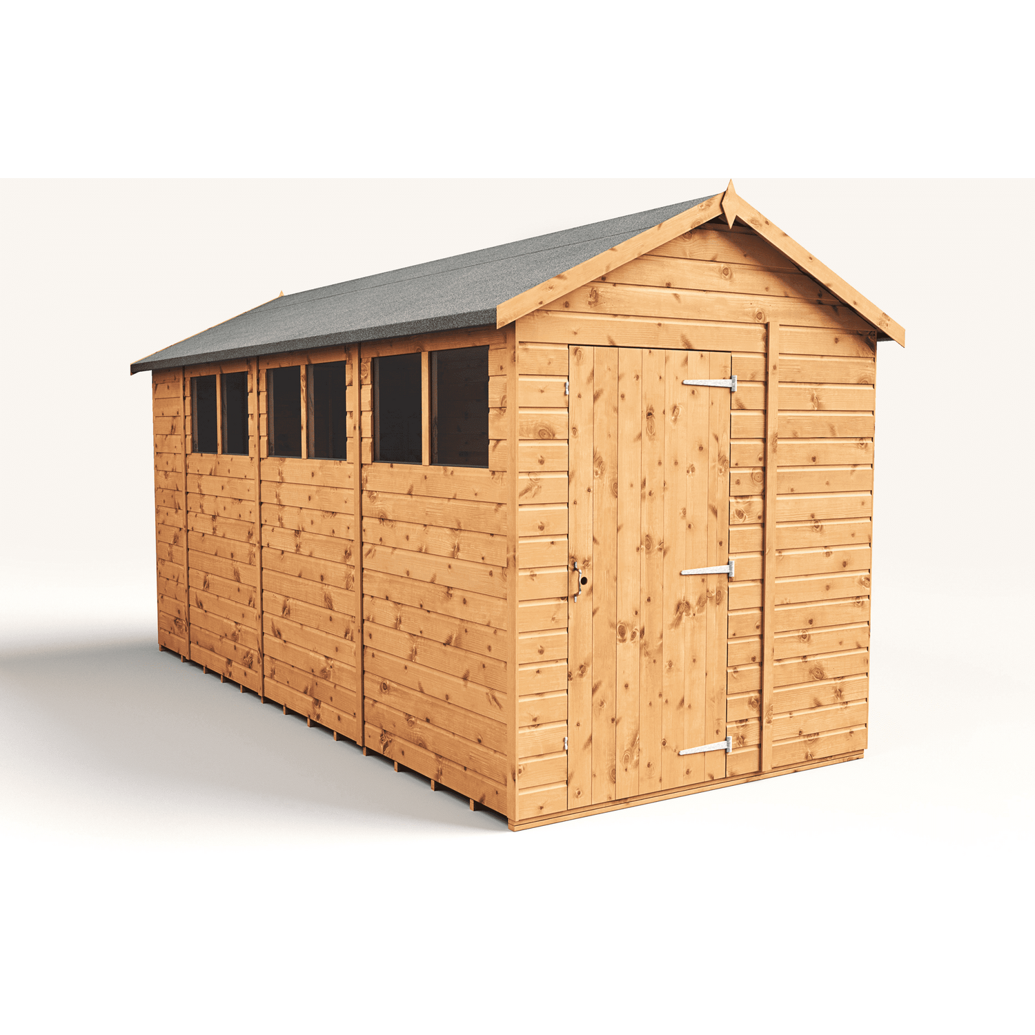 Empire 6x14 Modular Apex Garden Shed with a Single Door & Windows - Brown